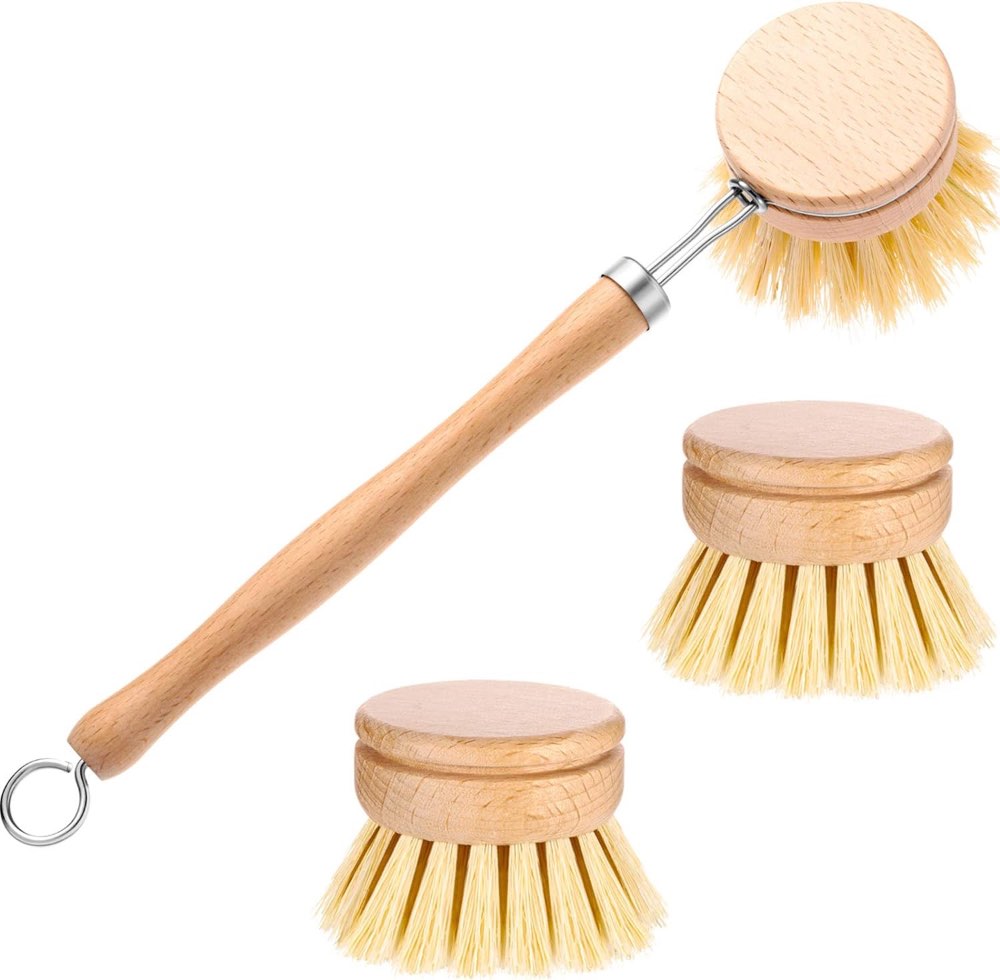 56 Must-Have Zero Waste Essentials for a Sustainable Lifestyle - Dishwashing Brushes with Replaceable Heads